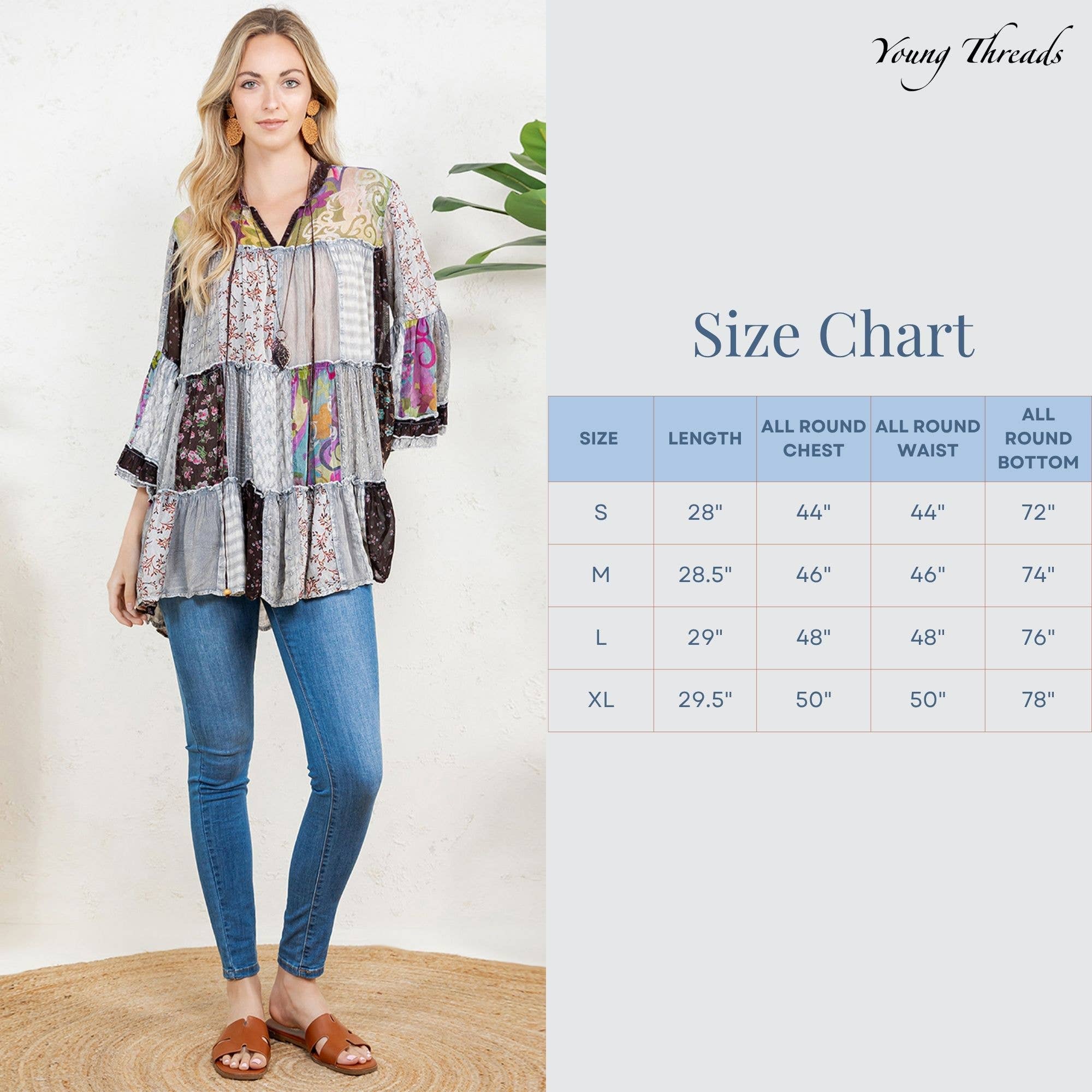 Young Threads - Venta al por mayor Blusa - Mujer - Top Jhabla con Cuello de Banda Teñido Chic (Nuevo Color)28