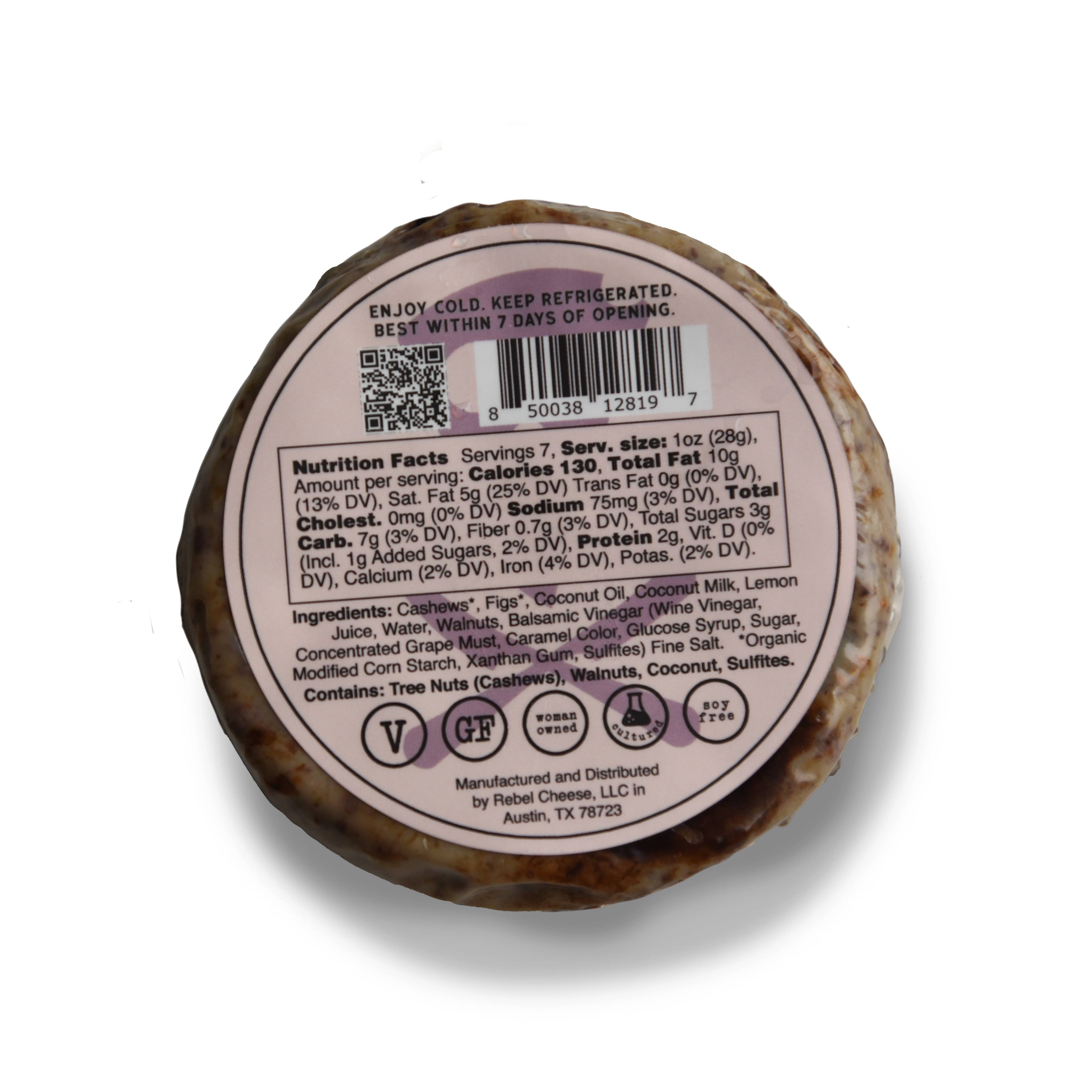 Rebel Cheese - Wholesale Cheese - Balsamic Fig & Walnut Fromage Plant Based - 7 oz1