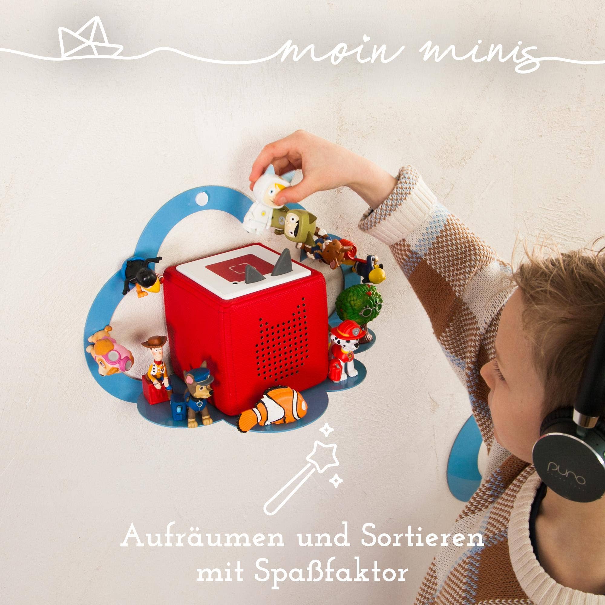 Mixcover GmbH – Großhandel Wandregale – moin minis Wolke Blau magnetisches Regal kompatibel mit 20 Tonie Figuren und Tonie Box Wolkenregal für Kinder Hörfiguren Magnetregal1