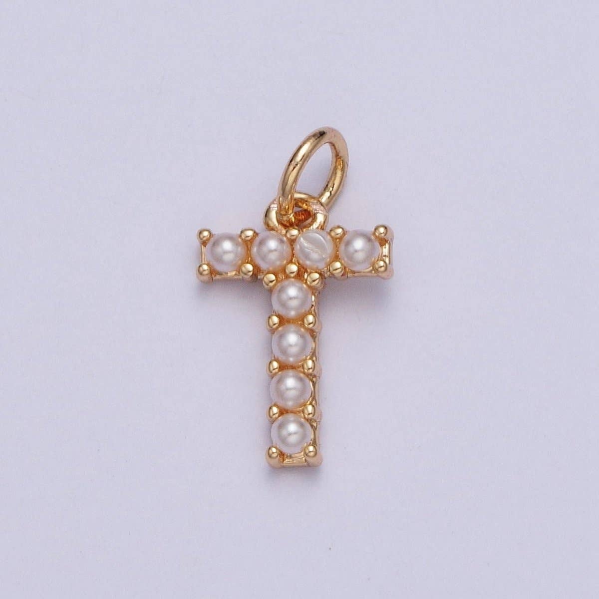 Aim Eternal - Venta al por mayor Abalorios/colgantes individuales - Mini Abecedario Colgante de Perla Encanto Inicial de Perla Pequeña Colgante Relleno de Oro de 16K para Joyería Personalizada | A-313-A-32519