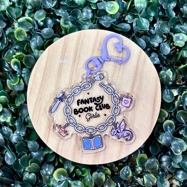 Porte-clés acrylique Bracelet Charme Club de Lecture Fantasy pour la vente par Posh Paperie