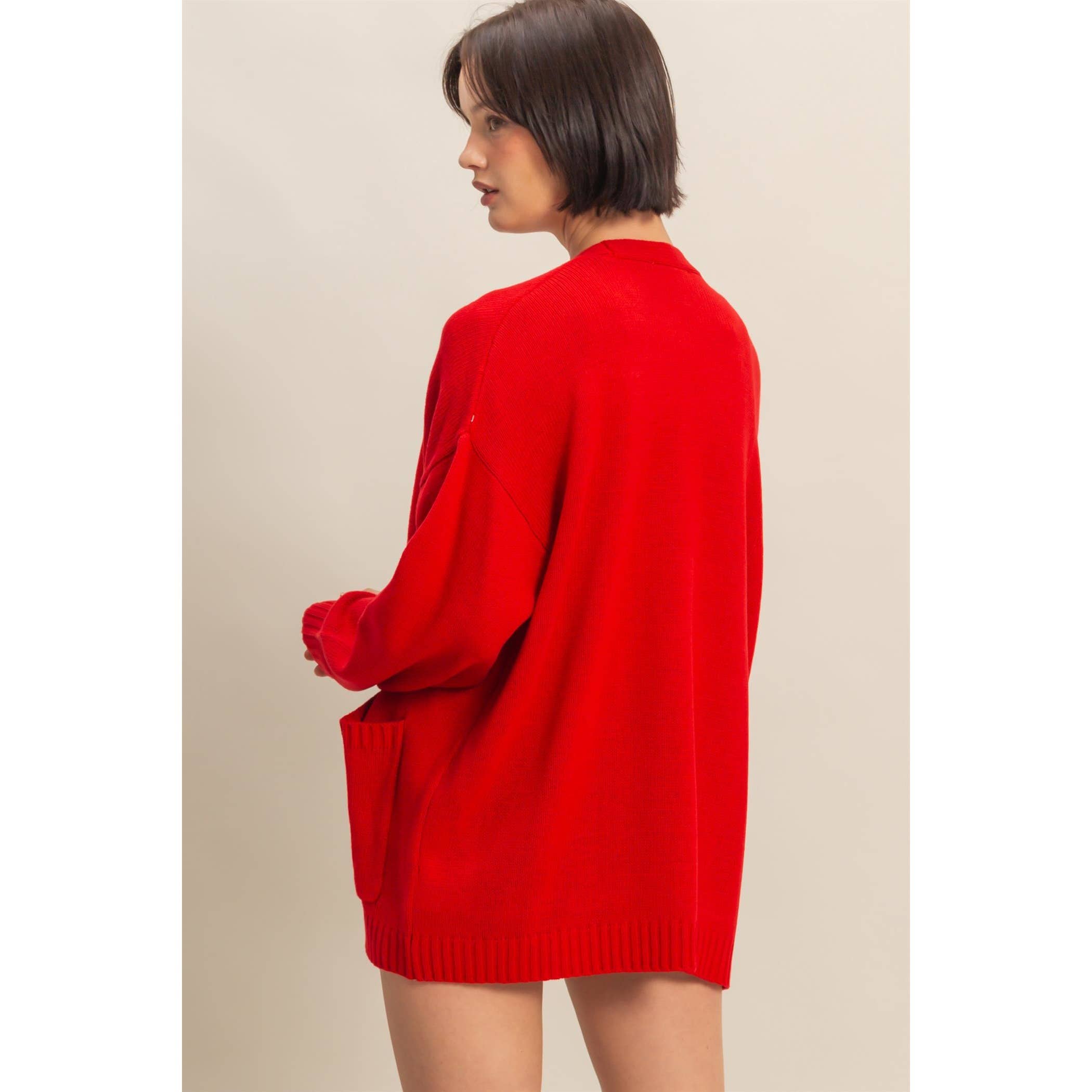 Double Zero - Venta al por mayor Cárdigan - Mujer - Cárdigan de Punto Abierto de Talla Grande con Bolsillos8