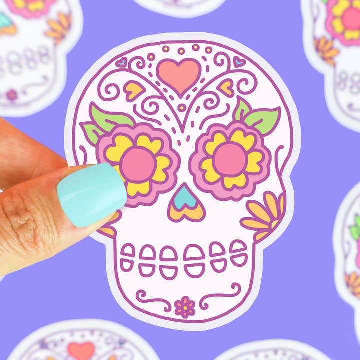 Sugar Skull Day of the Dead Vinyl Sticker for wholesale by Turtle's Soup