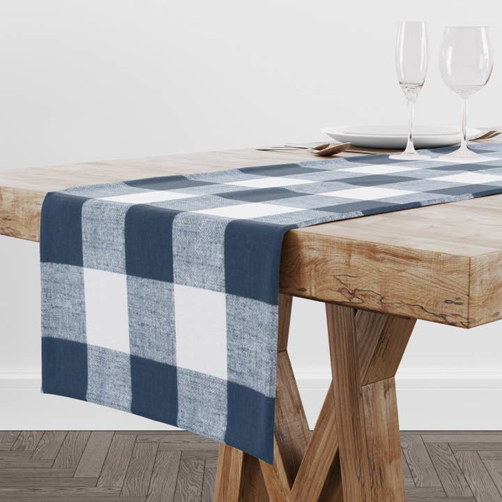 Blue Buffalo Plaid Table Runner for Table Decor for wholesale by Blue Haven Decor