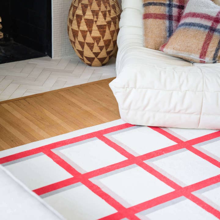 Red Grid Area Rug for wholesale on Faire