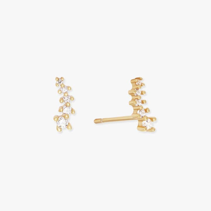Crystal Climber Stud Earrings In Gold for wholesale by LEA Jewels