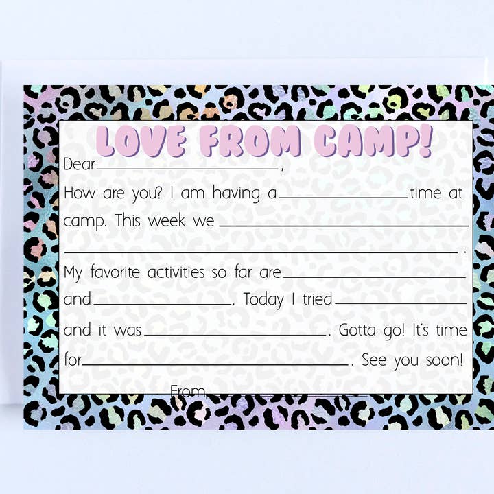 Camp Cards: Cheetah Udfyld - Boxed sæt af 10 for engroshandel hos The Cornerstone Studio