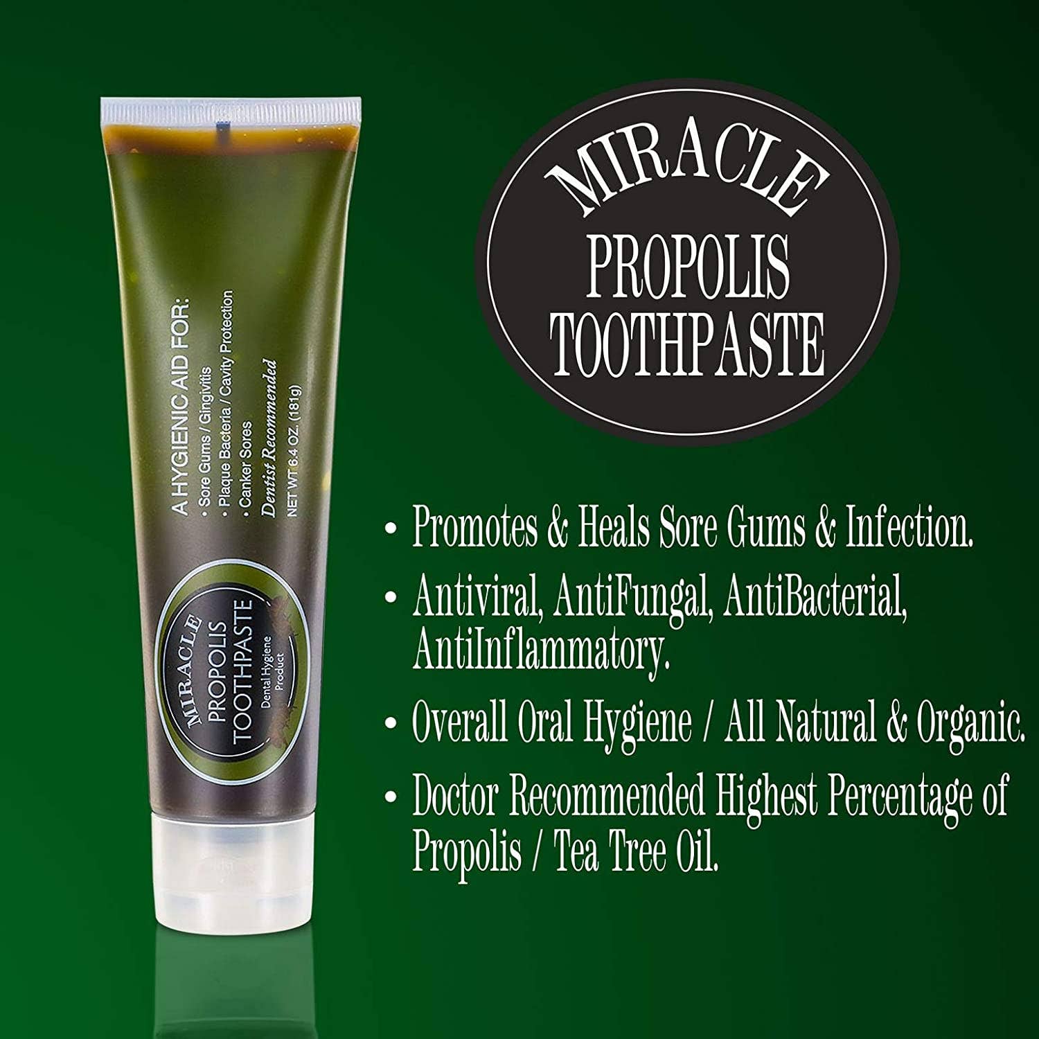 Holocuren Miracle Body Care and Tools - Wholesale Toothpaste - Miracle Propolis Toothpaste with Tea Tree Oil, No Fluoride3