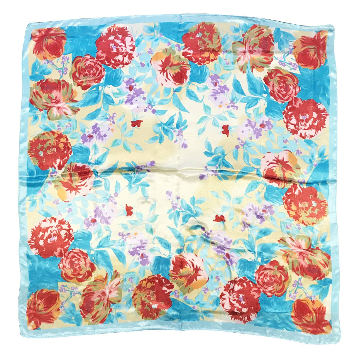 Wrapables.com - Wholesale Scarf - Women's - Wrapables Silk Satin Floral Neckerchief 35 x 35 Inch Square12