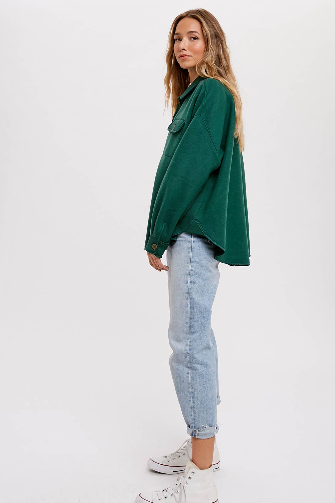 Bluivy – Engroshandel Skjortejakke/shacket – til kvinder – BØRSTET TERRY KNAP OP SHACKET35