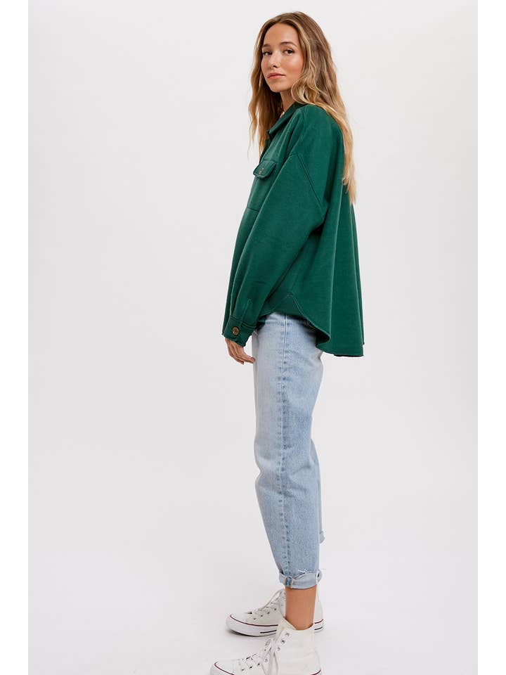 Bluivy – Engroshandel Skjortejakke/shacket – til kvinder – BØRSTET TERRY KNAP OP SHACKET35