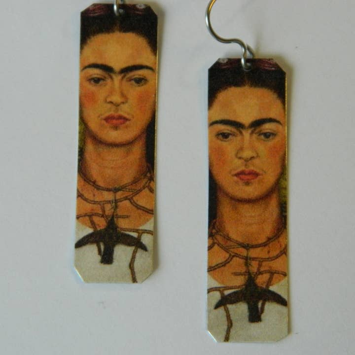 Sarah Collins Studio - Wholesale Dangle Earrings - Art Earrings Frida Kahlo Detail