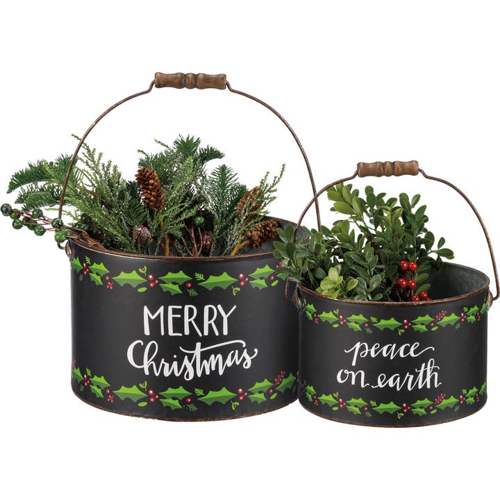 Merry Christmas Bucket Set for wholesale by Primitives by Kathy