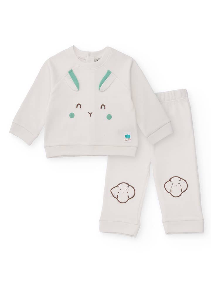 Baby boy set of sweatshirt and pants with animal faces for wholesale by tuc tuc