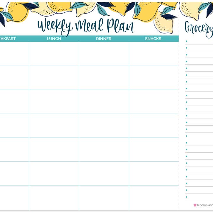 bloom daily planners - Wholesale Planner - 8.5x11 Horizontal Meal Planning Pad with Magnet