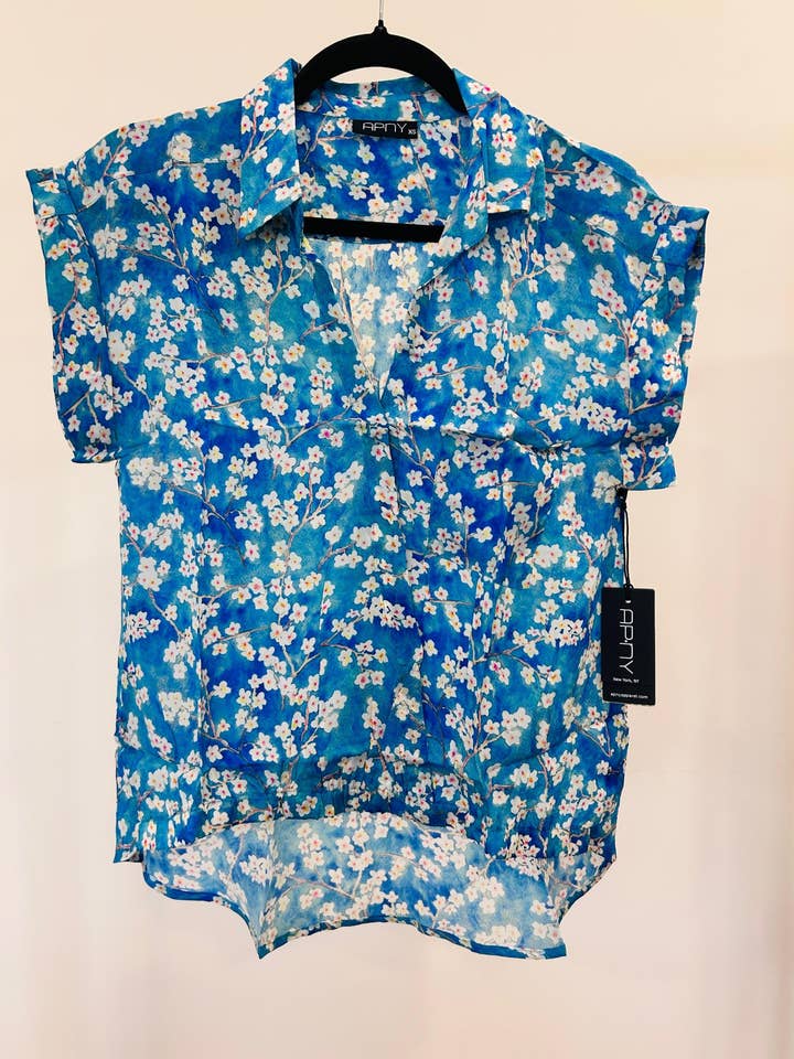Printed Wrap Blouse With Tabbed Cuffs for wholesale by APNY