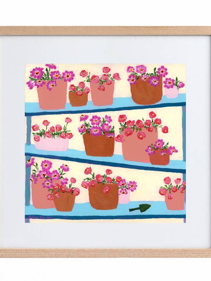 « Jardin en terre cuite » Une impression sur toile carrée pour la vente par Allie Burton Art