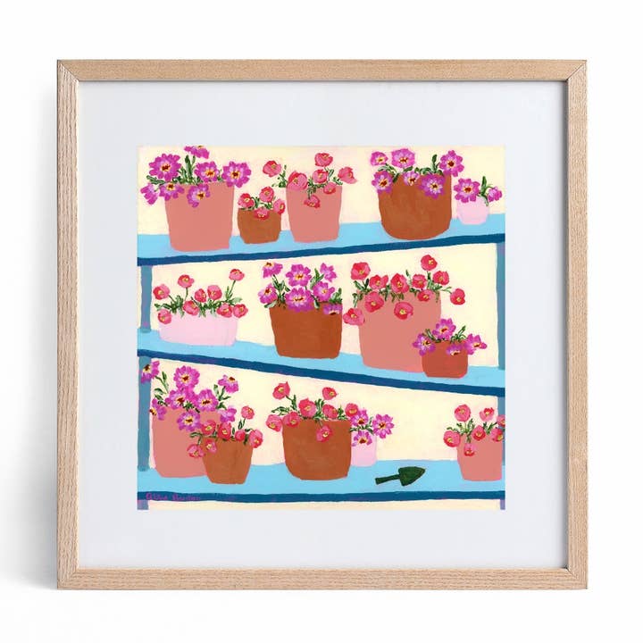 Allie Burton Art - Wholesale Art Print - “Terracotta Garden” A Square Canvas Print
