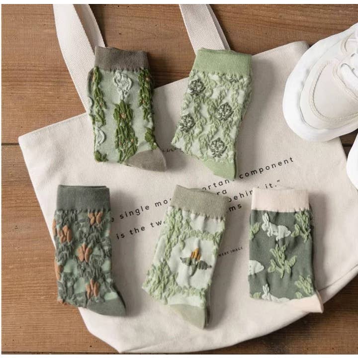 Assorted pairs pack pattern per pair min packs pairs JCS011 3D Vintage Floral Socks for wholesale on Faire1