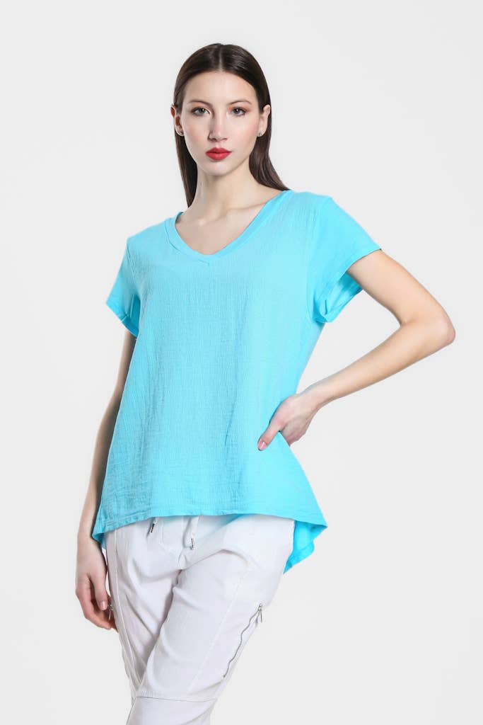 TINA Stephens Italy/Tees By Tina - Wholesale Blouse - Women's - Nola Cotton/Linen V-Neck Top (BSS207)57