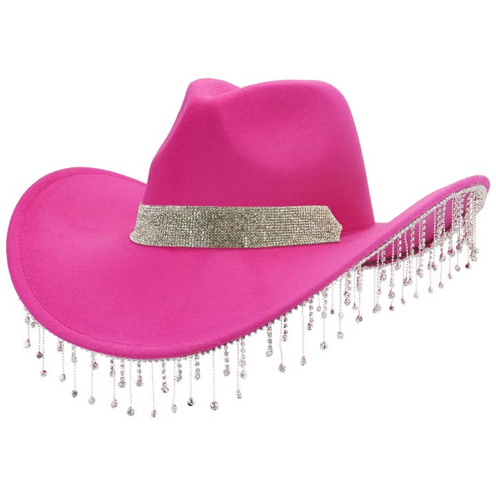 Cap Zone - Wholesale Cowboy Hat - Women's - Crystal Band Bling Rhinestone Fringe Cowgirl Ha2