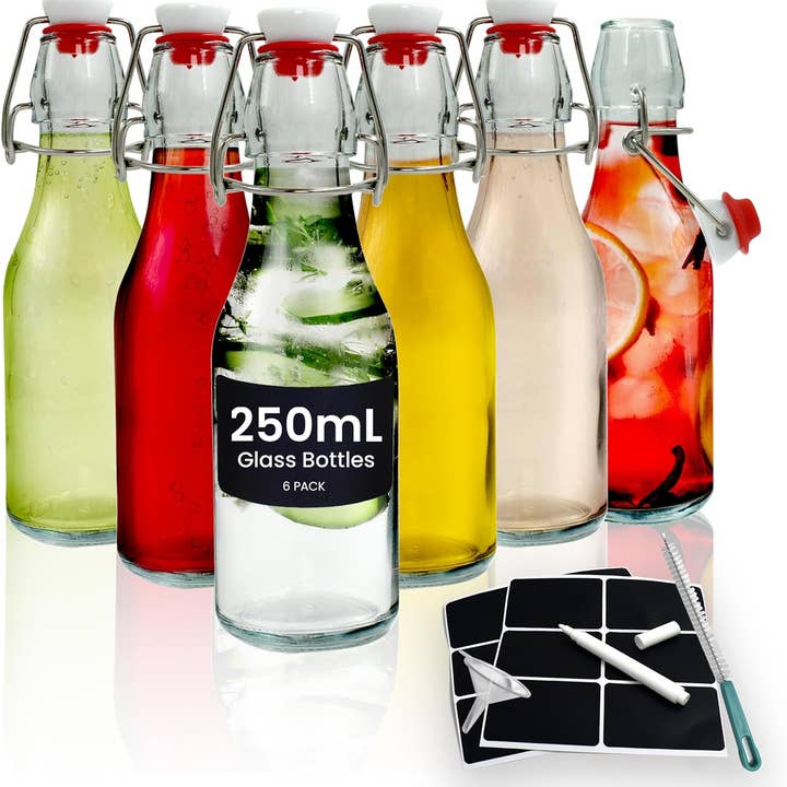 Swing Top Bottles  - Glass Bottles with Stoppers for Homebrewing, Storage and Condiments - Flip Top Bottles for Crafts and DIY Projects, Decorative Glass Water Bottle with Lids and other Purchase wholesale tall glass bottles. Free returns & net 60 terms on Faire trending on Faire.