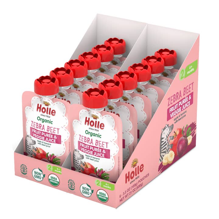 Holle USA - Wholesale Baby Food - Holle Biodynamic Baby Food Pouches: Zebra Beet (12 pack)1