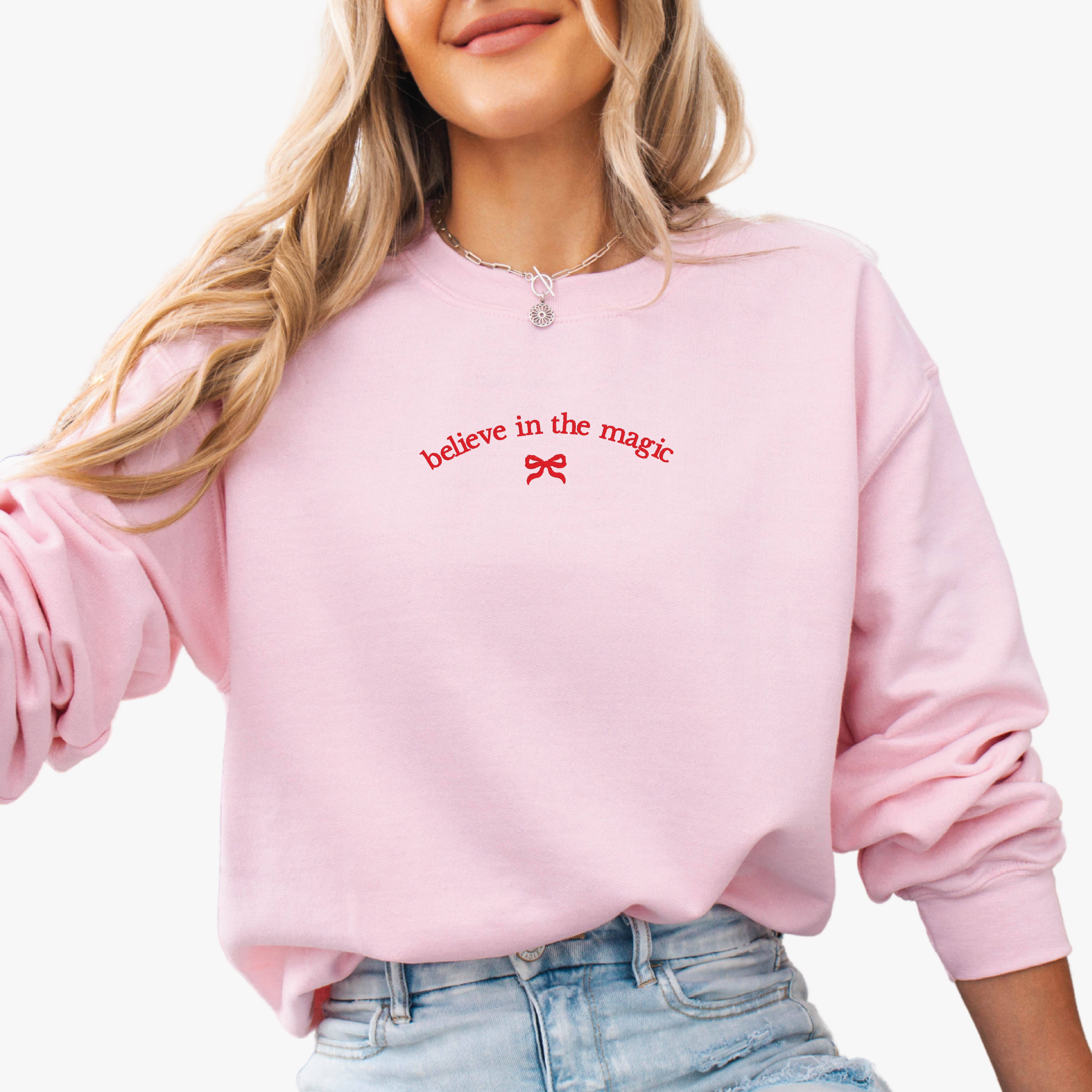 P E T I T R U E – wholesale Graphic sweatshirt – Women’s – Embroidered Christmas Sweatshirt Holiday Crewneck Bow6