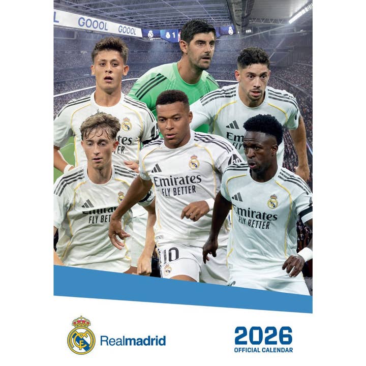 REAL MADRID FC 2026 A3 CALENDAR for wholesale by Danilo Promotions Ltd