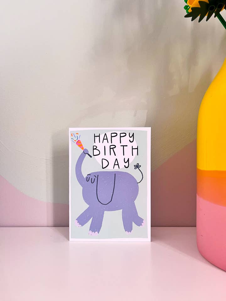 Biglietti di auguri PARTY ELEPHANT, biglietto d'auguri, biglietto d'auguri, pacchetto per la vendita all'ingrosso da parte di Blümeli Shop