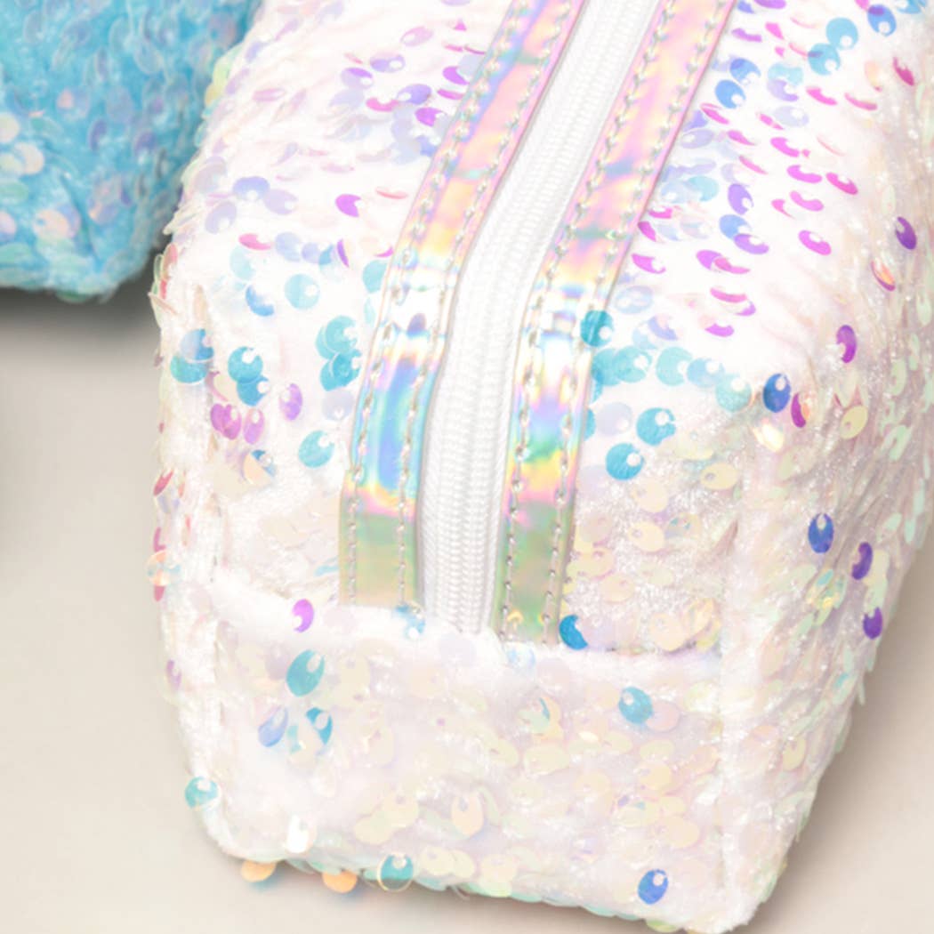 Fashion City - Wholesale Makeup/Cosmetic Bag - Sequin Zipper Cosmetic Pouch Bags w Strap5