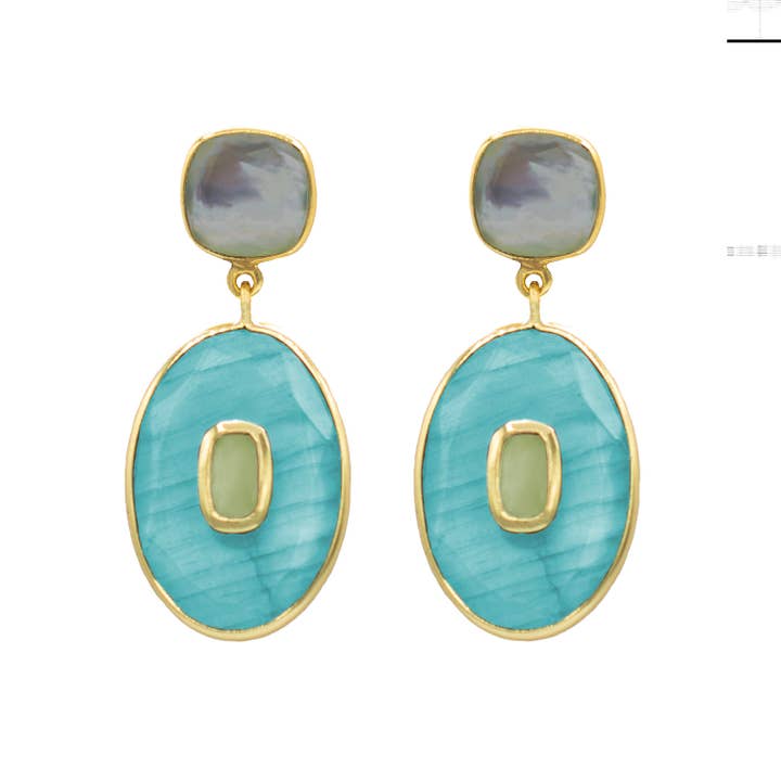 Orecchini a cerchio con pietra Bisa per la vendita all'ingrosso da parte di Marcia Moran