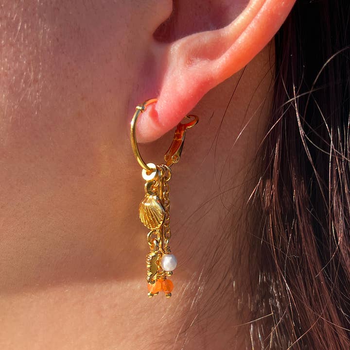 Jazu Jewellery - Wholesale Dangle Earrings - Nona earrings with gold charms and semi-precious stones7