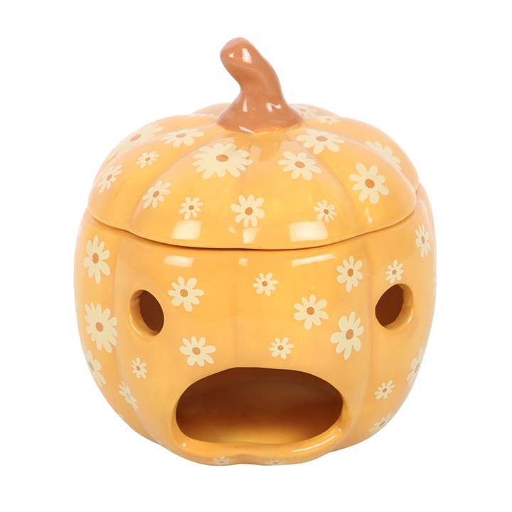 Something Different Wholesale - Wholesale Oil Warmer - Groovy Floral Pumpkin Oil Burner3