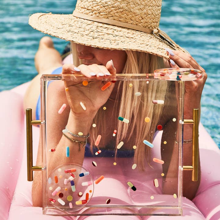 Tart By Taylor - Wholesale Decorative Tray - Classic Pill Acrylic Tray With Gold Handles2