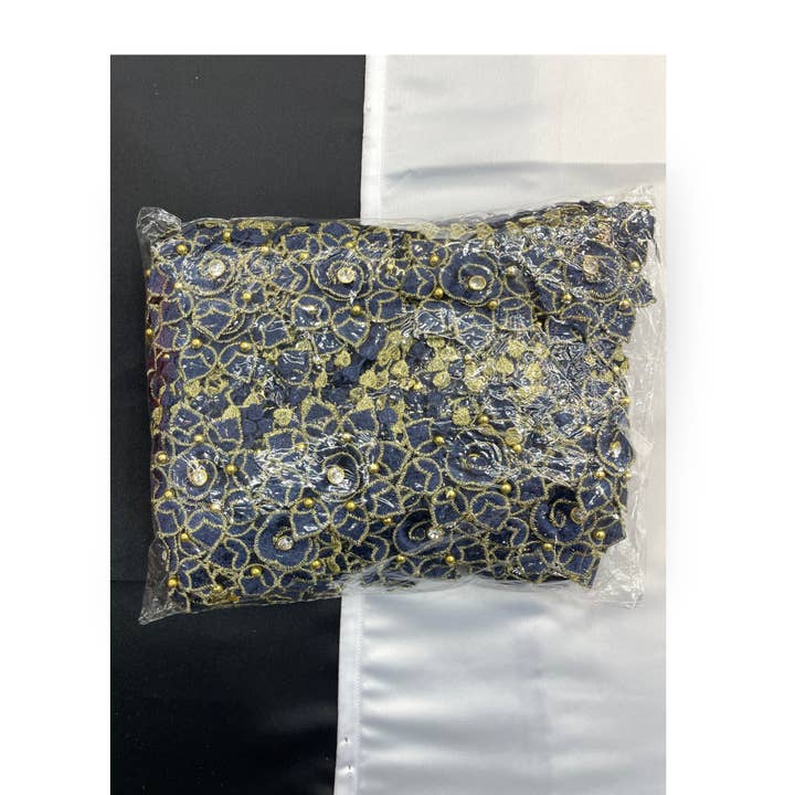 Floral Lace Trimmings Pack - Navy / Gold for wholesale by City Fabrics