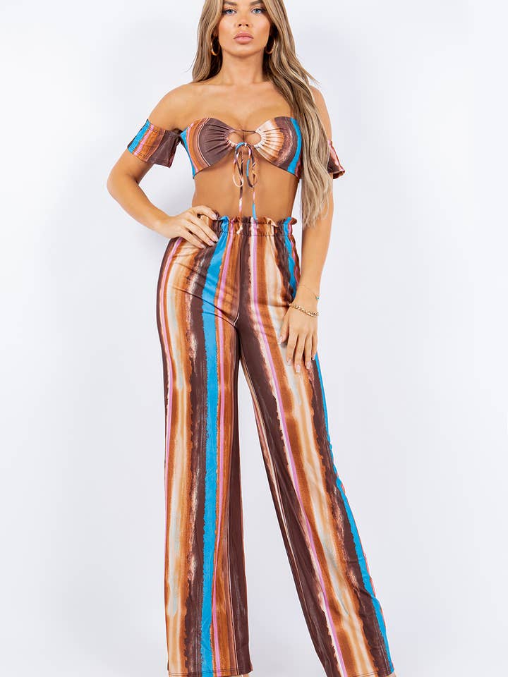 Brede broekset met elastische banden 8574SET2 voor wholesale door SHOP17