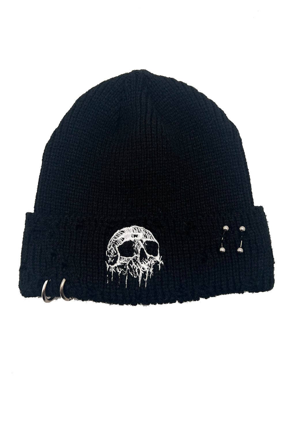vampirefreaks - Venta al por mayor Gorro de lana - Mujer - Gorro Desgastado con Agujeros [Goteo de Calavera]4