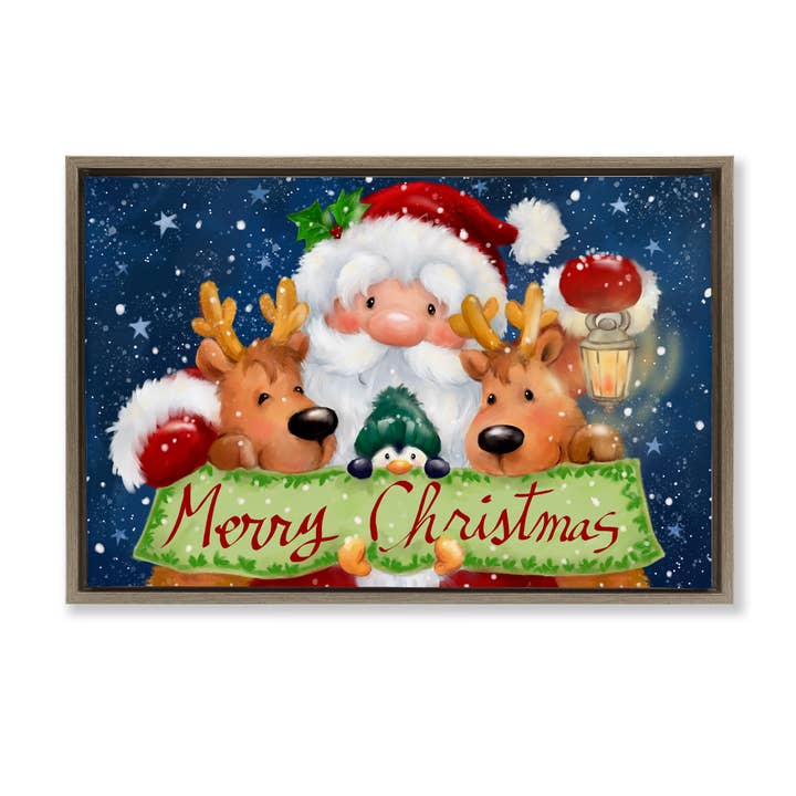 Stupell Industries - Wholesale Christmas Wall Art - Santa with Lantern Christmas Floater Framed Art Holiday17