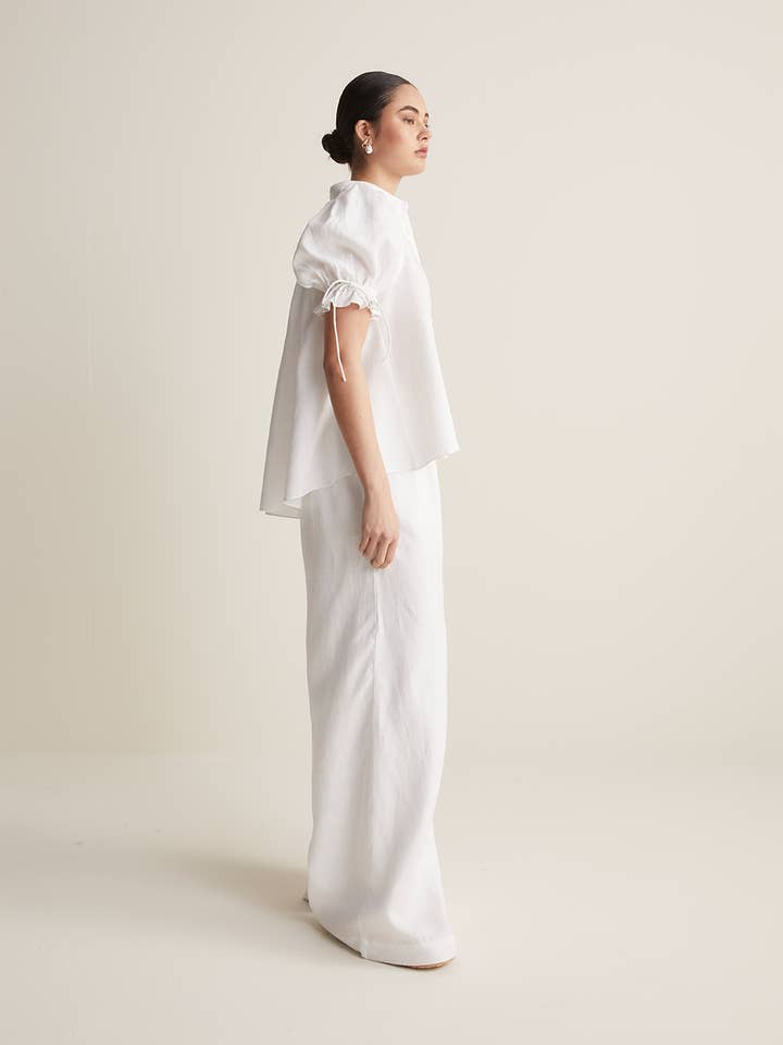 BIANCO OTTICO Pantaloni Palazzo in Lino Sophia | Bianco in vendita all'ingrosso su Faire7