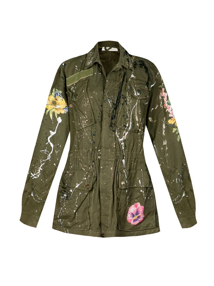 apiedinudinelparco - Wholesale Jacket - Women's - UP-CYCLED MILITARY JACKET GLITTER PATCH STREET ART LUX STYLE4