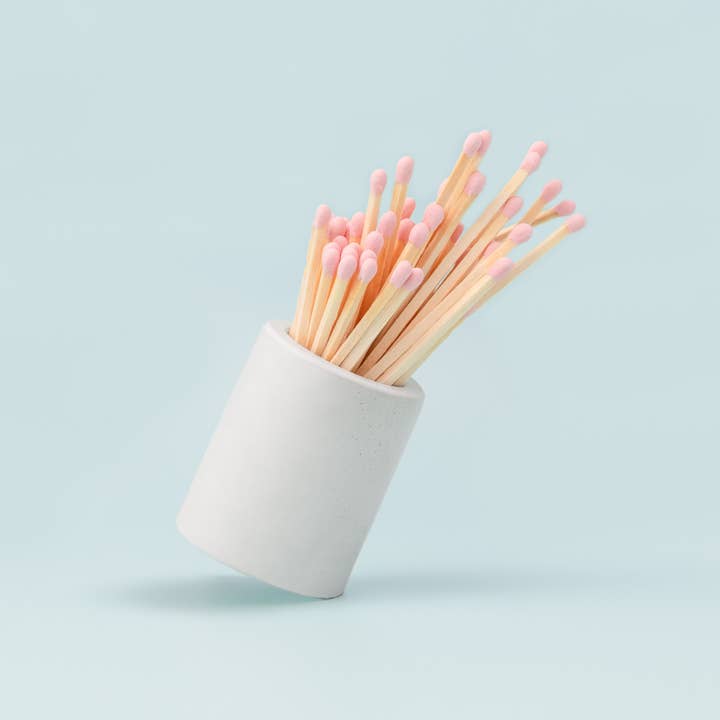 White Round Vessel with Color Matchsticks for wholesale by Enlighten the Occasion