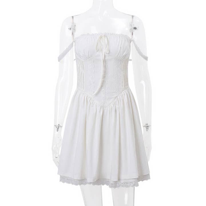 Sweetkama - Wholesale Dress – Women's - Sweetkama Bowknot Low Chest Girdling Lace Halter Dress5