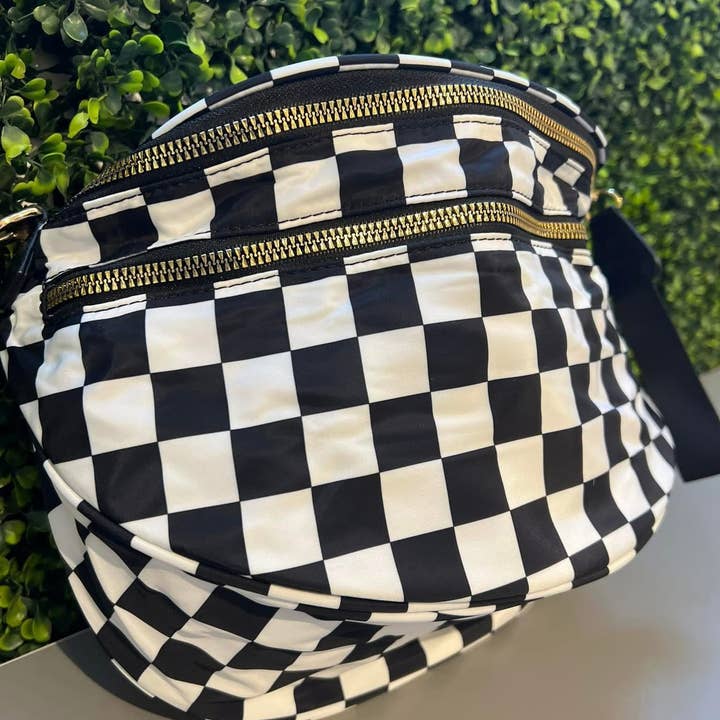 Kaydee Lynn LLC - Wholesale Belt Bag - Women's - Checkered Double Zip Nylon Bag