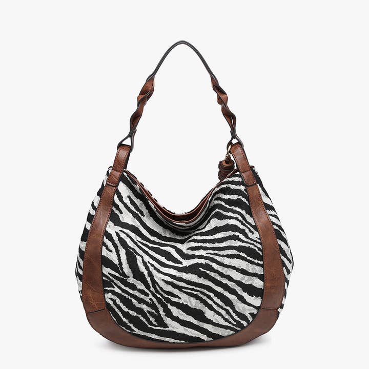 Jen & Co. - Wholesale Shoulder Bag - Women's - M2255 Nori Zebra Printed Hobo w/ Large Tassel3