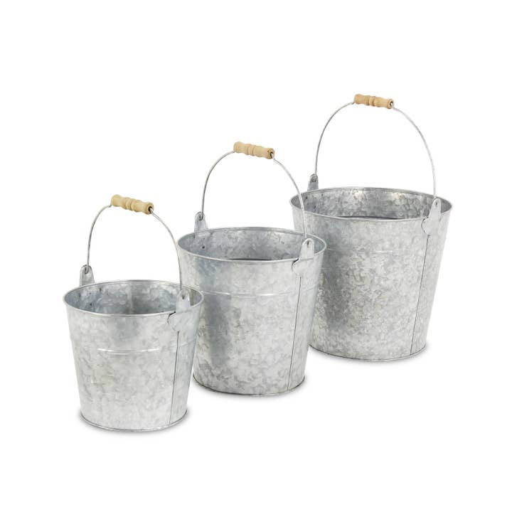 Cheungs Home Decor – Großhandel Eimer/Kübel – Pina Eimer-Set aus verzinktem Metall, 3 Stück5