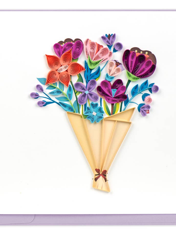 Quilled Playful Flower Bouquet Grußkarte für den Großhandel von Quilling Card