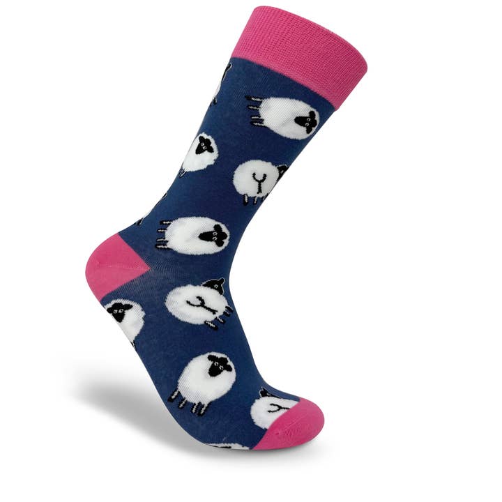 Meias Azul Marinho e Rosa - Arte de Ovelha por atacado de The Whimsical World of Thomas Joseph