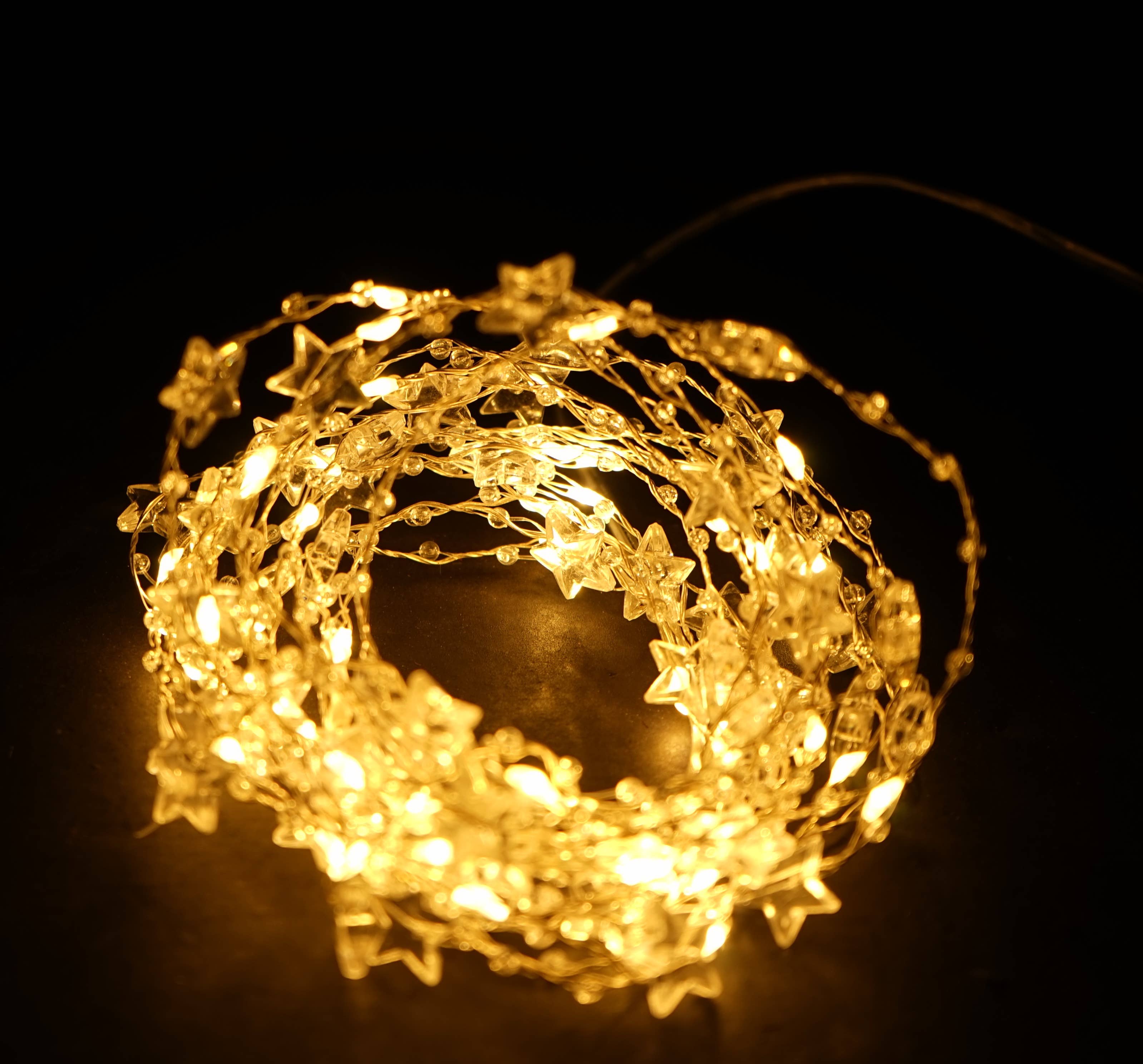 Holiday Depot Inc. - Wholesale String Lights - M9602- LED Star string light, 50lts, 5m length - Warm white2