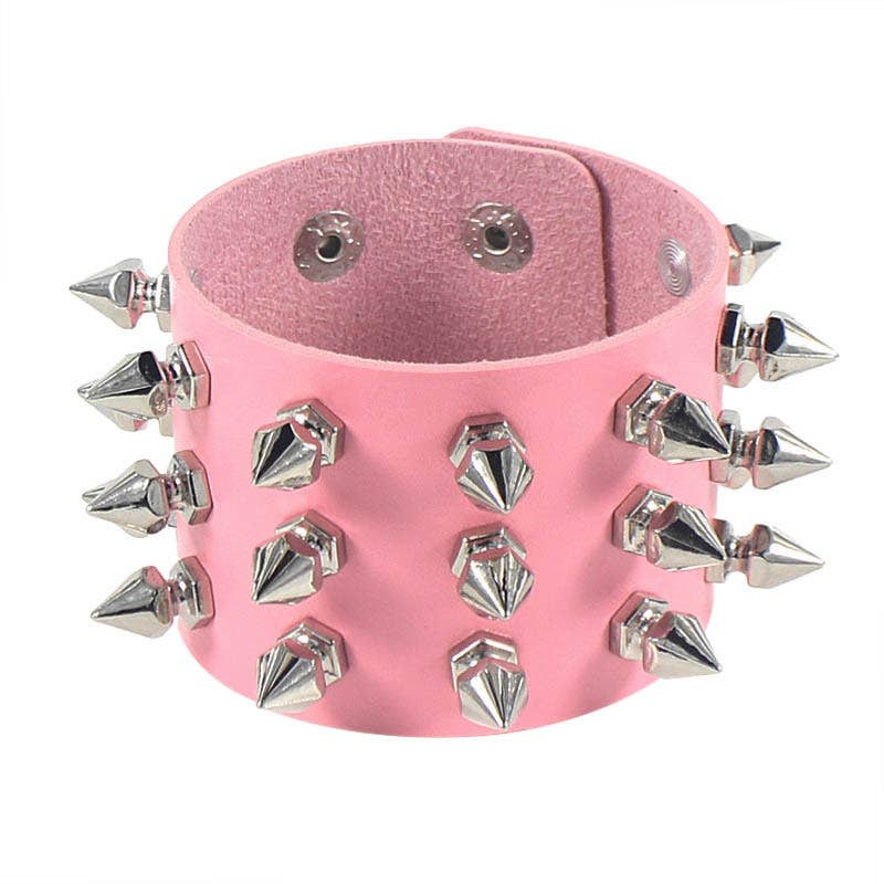SALINA TRADING INC - Wholesale Bangle Bracelet - Gothic Punk Stud PU Bracelet3